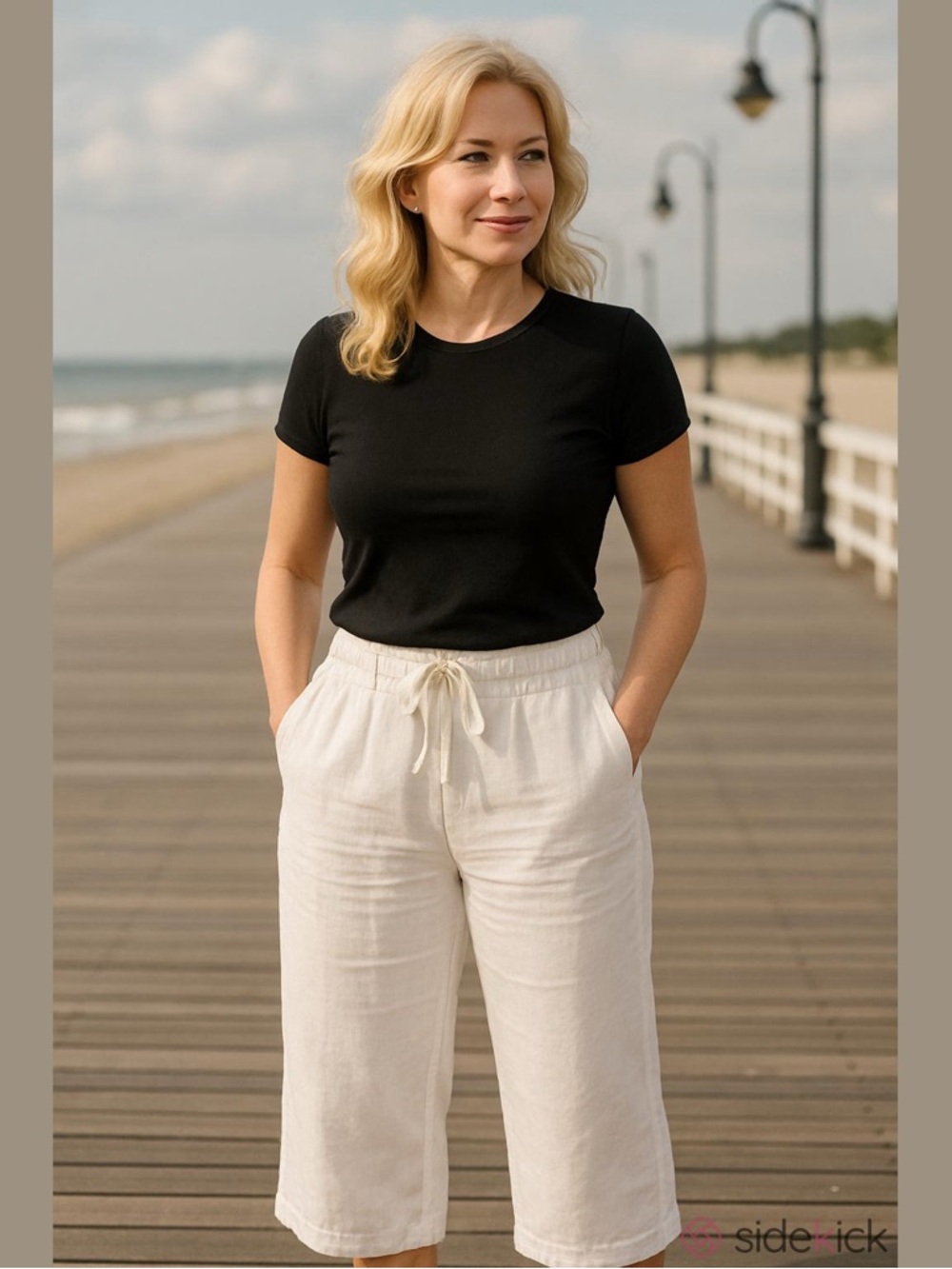 Cloth and Stone women’s 100% linen wide leg crop pants with fringed hem Size M